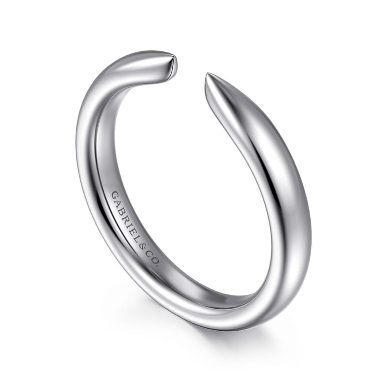 Open Ring Wedding Ring in 14k White Gold with   at Gabriel & Co. - Shot 3