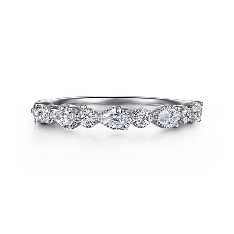 Straight Wedding Ring in 14k White Gold with  Natural Diamond at Gabriel & Co. - Shot 1