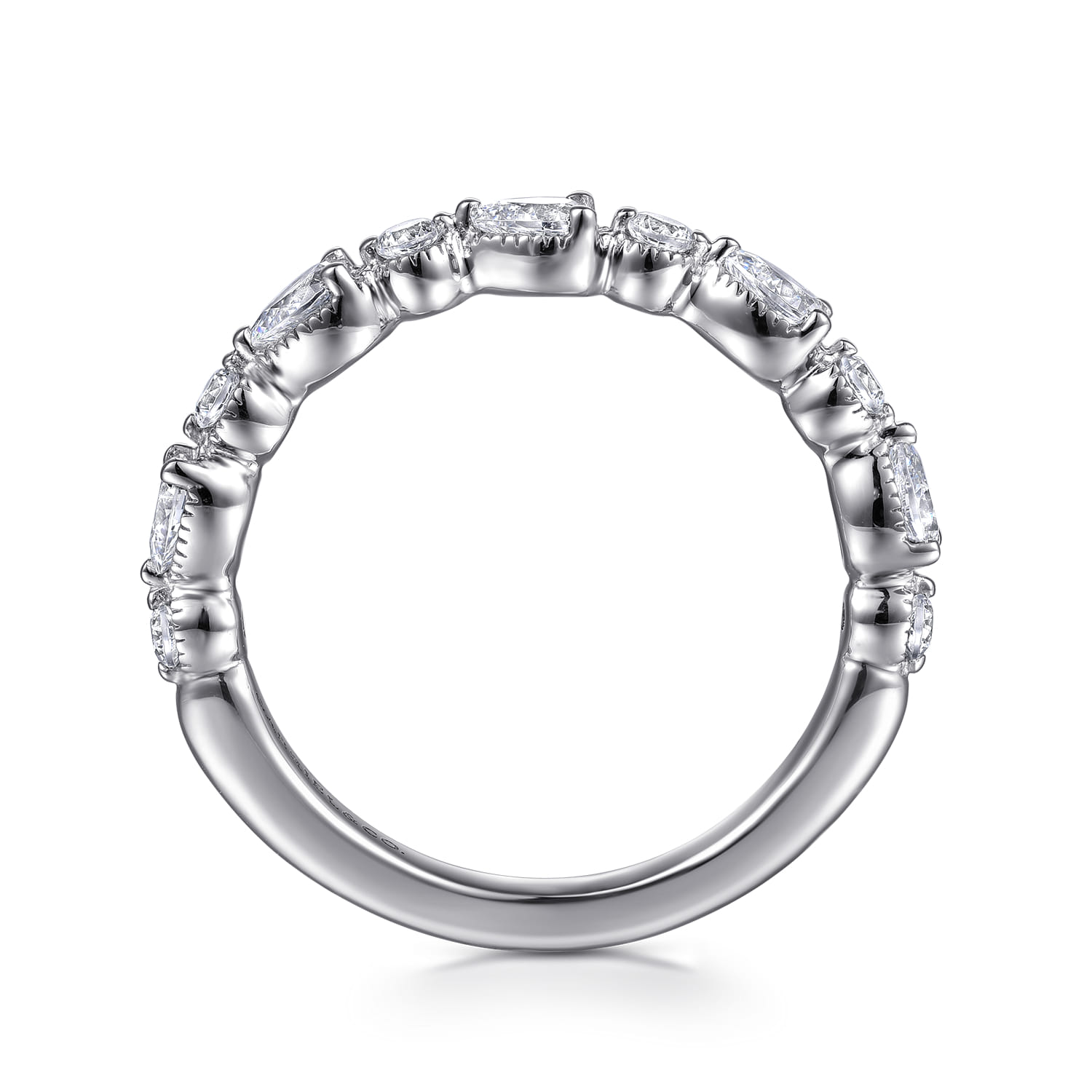 Straight Wedding Ring in 14k White Gold with  Natural Diamond at Gabriel & Co. - Shot 2