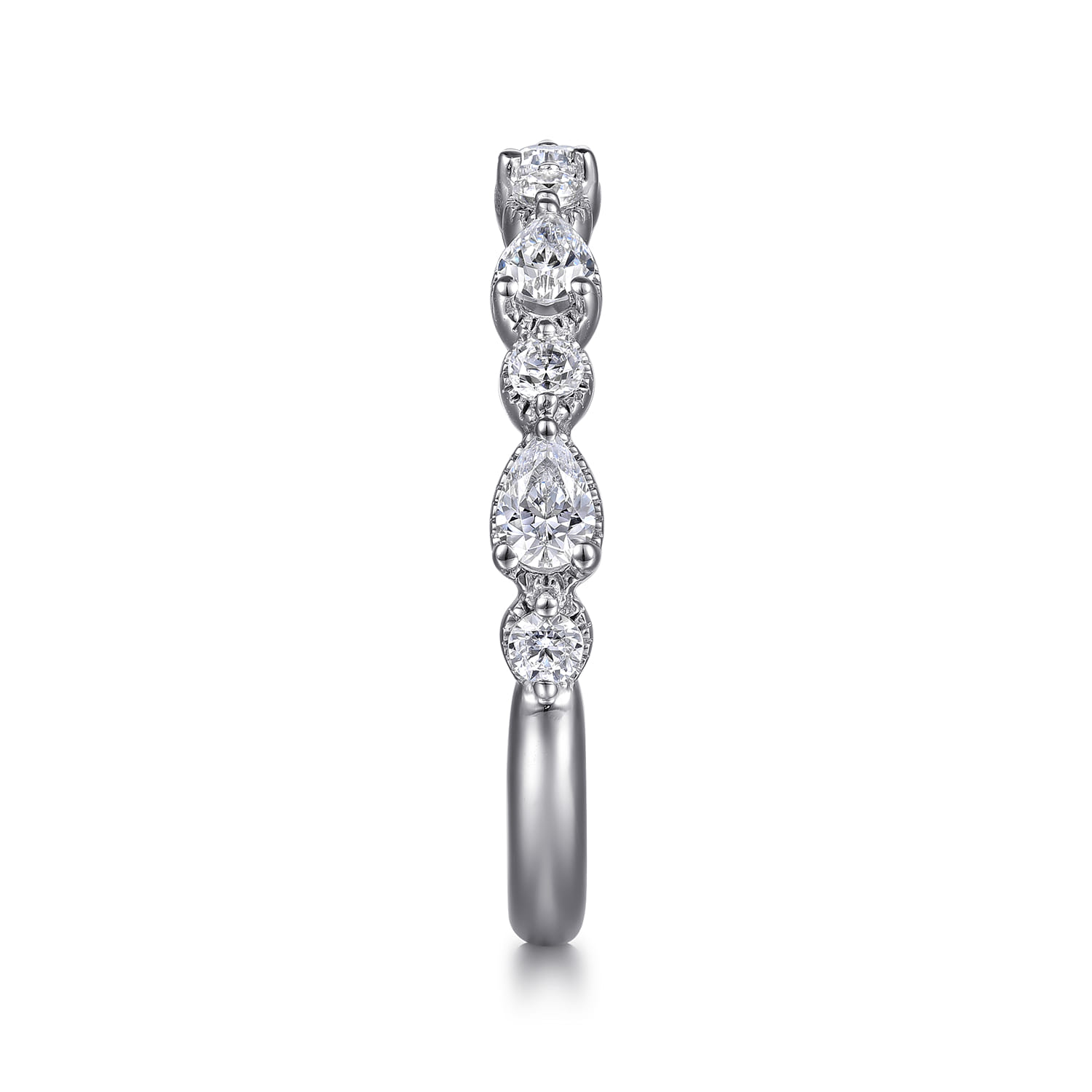 Straight Wedding Ring in 14k White Gold with  Natural Diamond at Gabriel & Co. - Shot 4