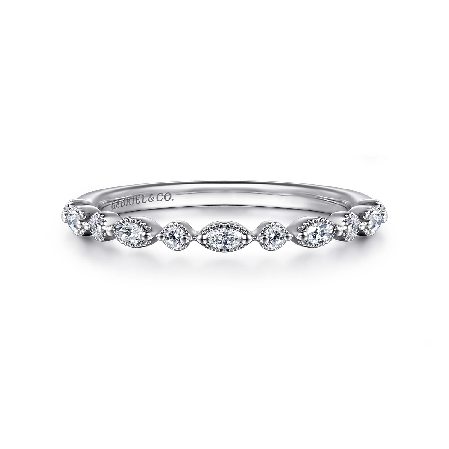 Straight Wedding Ring in 14k White Gold with  Natural Diamond at Gabriel & Co. - Shot 1