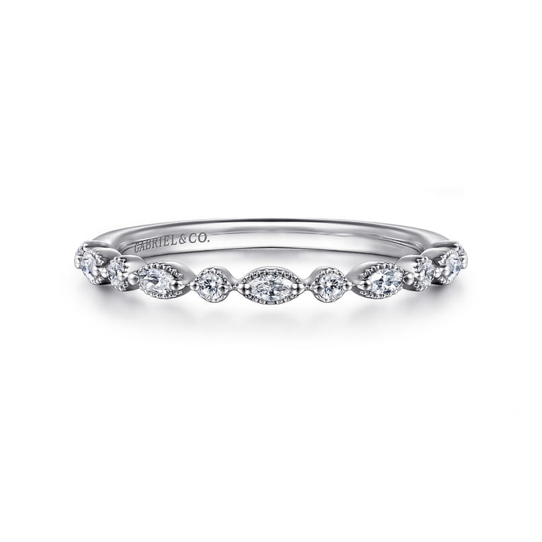 Straight Wedding Ring in 14k White Gold with  Natural Diamond at Gabriel & Co. - Shot 1