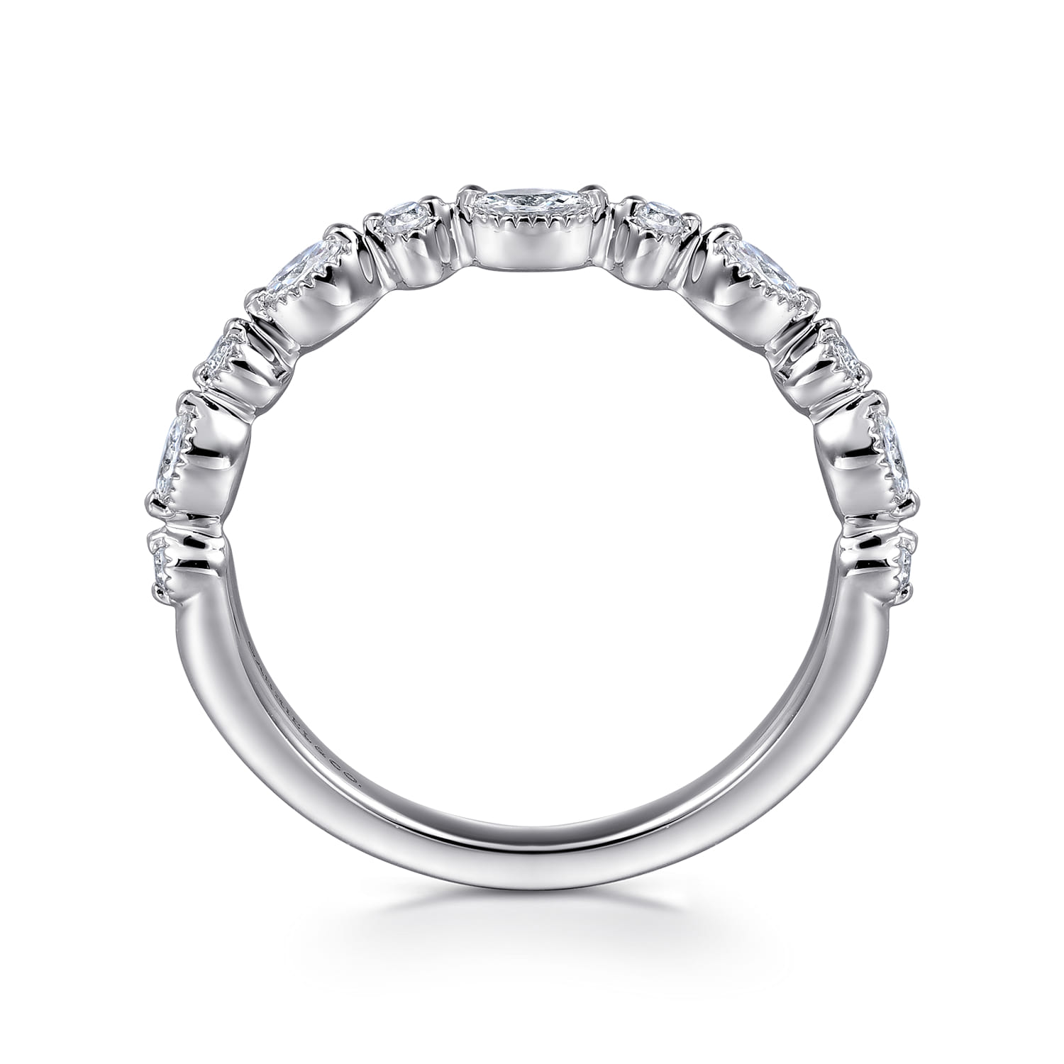 Straight Wedding Ring in 14k White Gold with  Natural Diamond at Gabriel & Co. - Shot 2