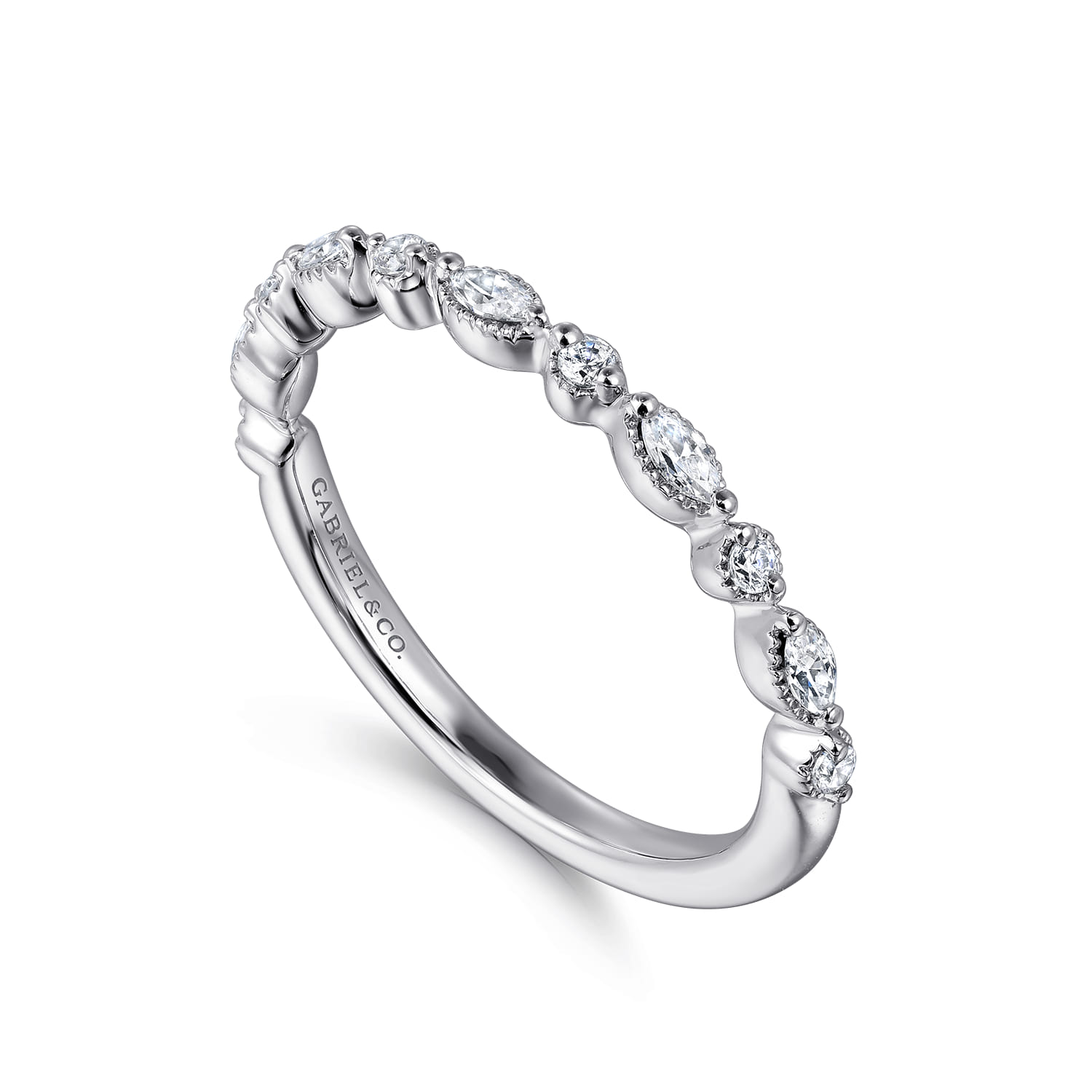 Straight Wedding Ring in 14k White Gold with  Natural Diamond at Gabriel & Co. - Shot 3