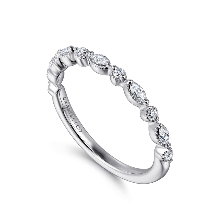 Straight Wedding Ring in 14k White Gold with  Natural Diamond at Gabriel & Co. - Shot 3