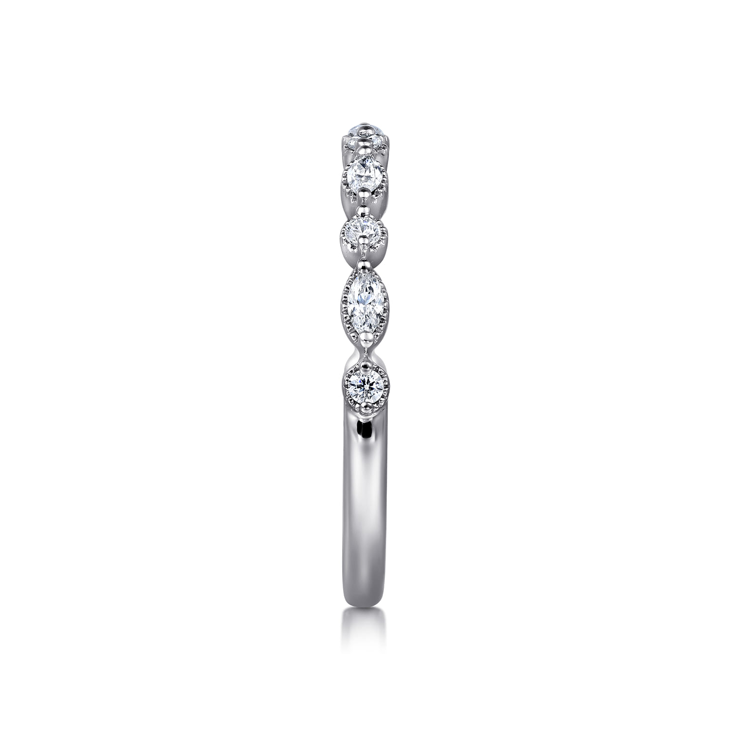Straight Wedding Ring in 14k White Gold with  Natural Diamond at Gabriel & Co. - Shot 4