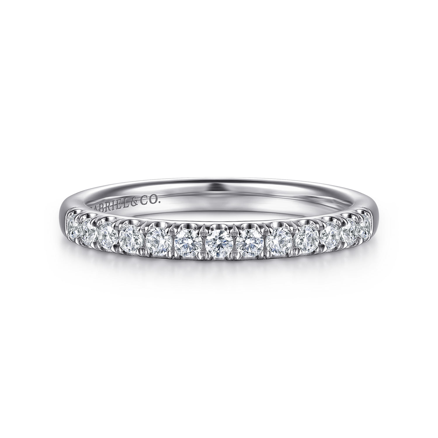 Straight Wedding Ring in 14k White Gold with  Natural Diamond at Gabriel & Co. - Shot 1