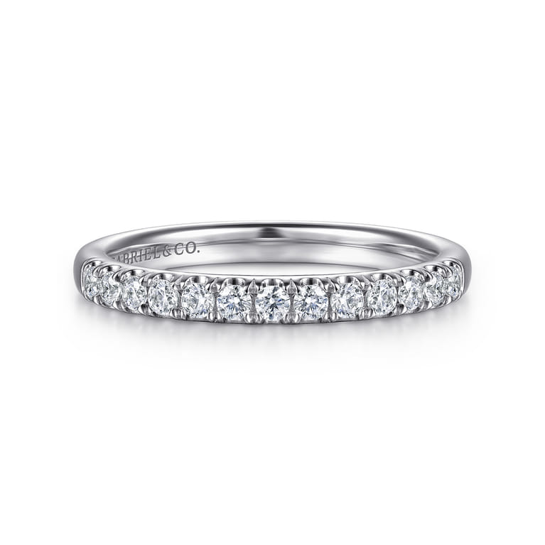 Straight Wedding Ring in 14k White Gold with  Natural Diamond at Gabriel & Co. - Shot 1