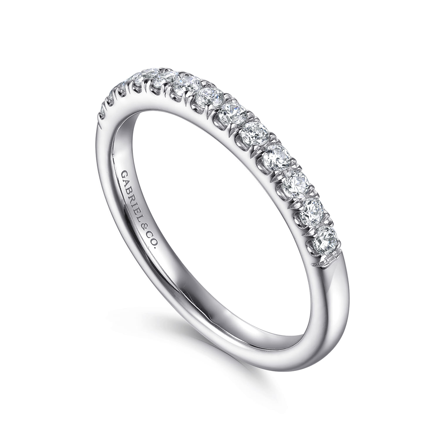 Straight Wedding Ring in 14k White Gold with  Natural Diamond at Gabriel & Co. - Shot 3