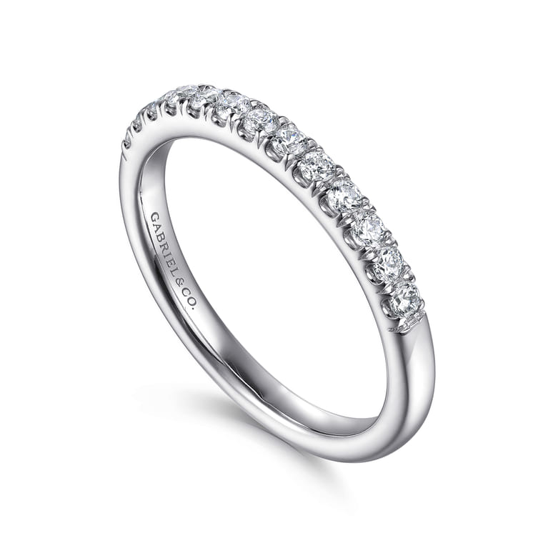Straight Wedding Ring in 14k White Gold with  Natural Diamond at Gabriel & Co. - Shot 3