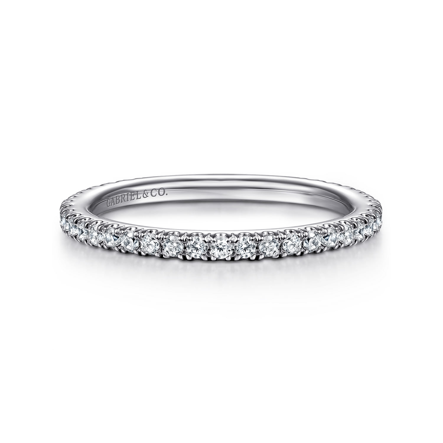 Straight Wedding Ring in 14k White Gold with  Natural Diamond at Gabriel & Co. - Shot 1