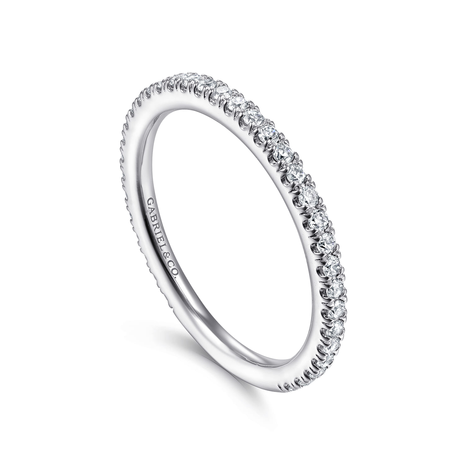 Straight Wedding Ring in 14k White Gold with  Natural Diamond at Gabriel & Co. - Shot 3