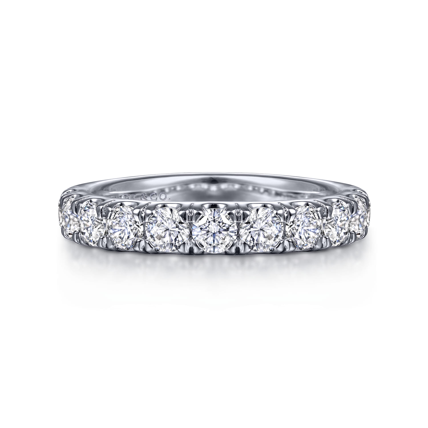 Straight Wedding Ring in 14k White Gold with Round Natural Diamond at Gabriel & Co. - Shot 1
