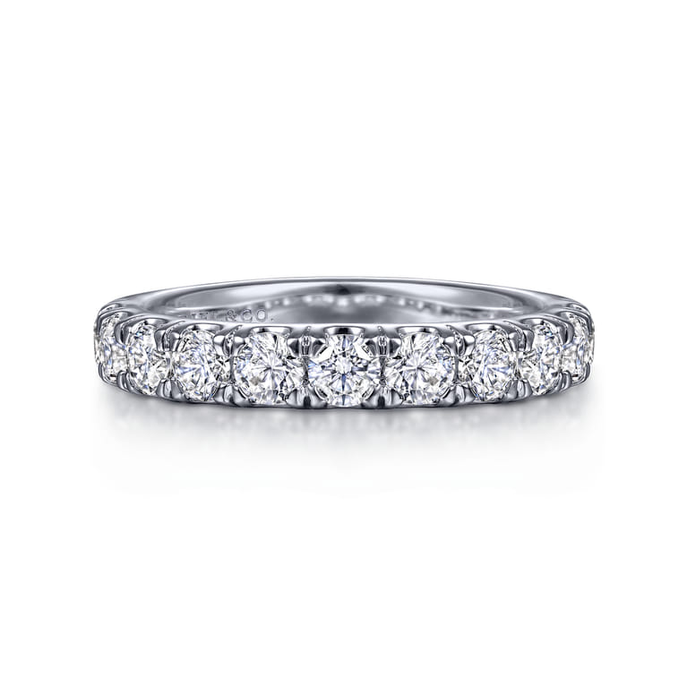 Straight Wedding Ring in 14k White Gold with Round Natural Diamond at Gabriel & Co. - Shot 1