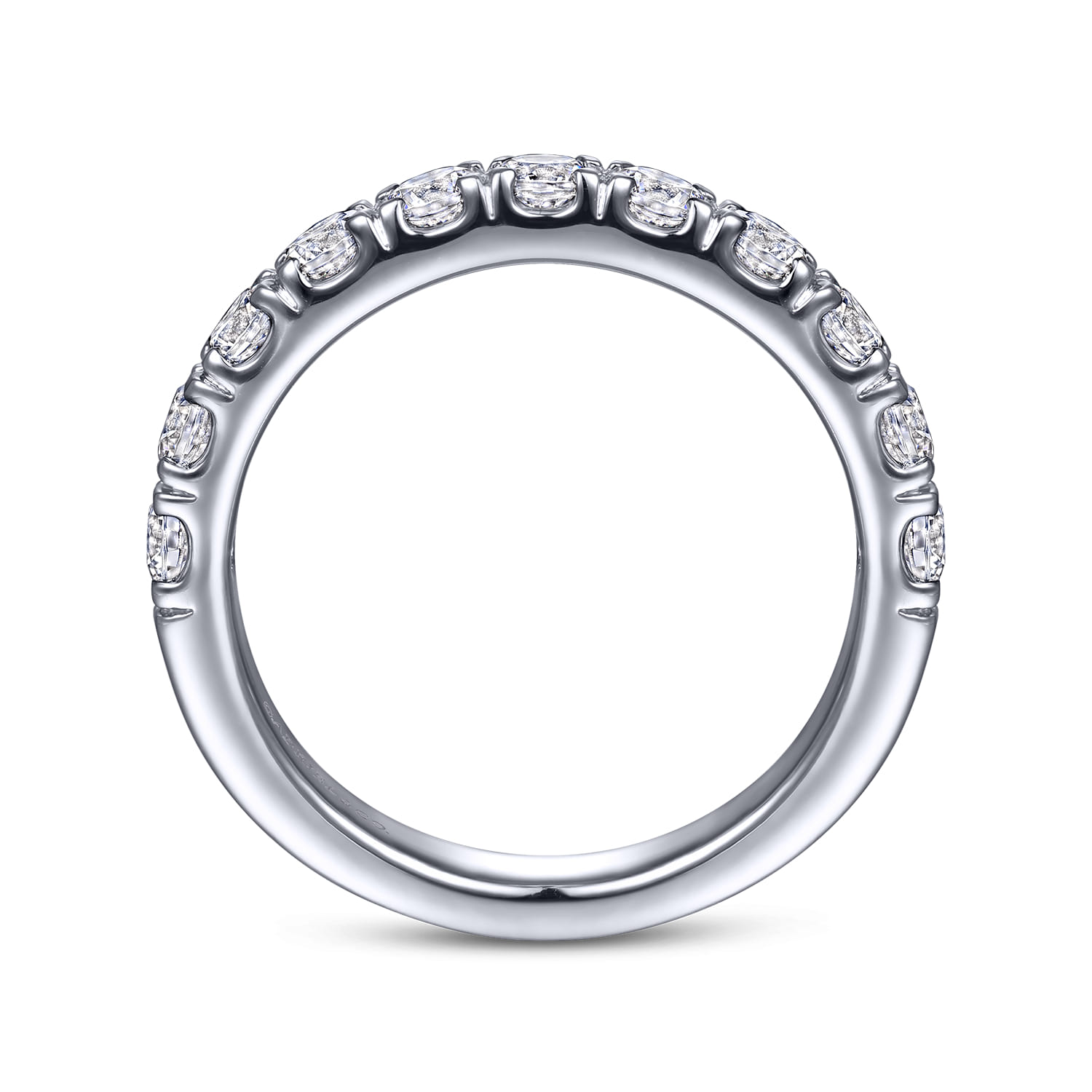 Straight Wedding Ring in 14k White Gold with Round Natural Diamond at Gabriel & Co. - Shot 2