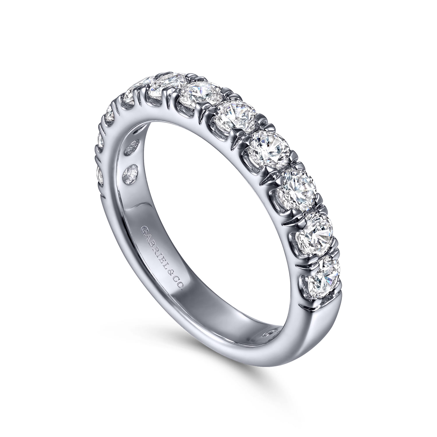 Straight Wedding Ring in 14k White Gold with Round Natural Diamond at Gabriel & Co. - Shot 3