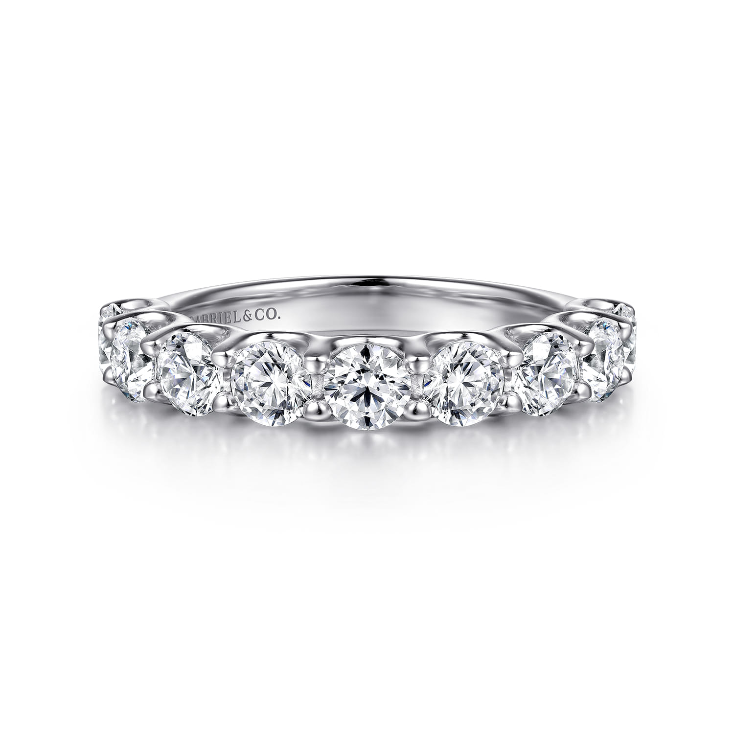 Straight Wedding Ring in 14k White Gold with Round Natural Diamond at Gabriel & Co. - Shot 1