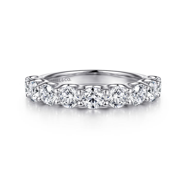 Straight Wedding Ring in 14k White Gold with Round Natural Diamond at Gabriel & Co. - Shot 1