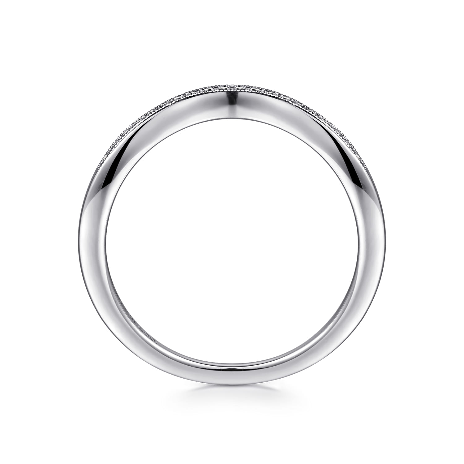 Curved Wedding Ring in 14k White Gold with  Natural Diamond at Gabriel & Co. - Shot 2
