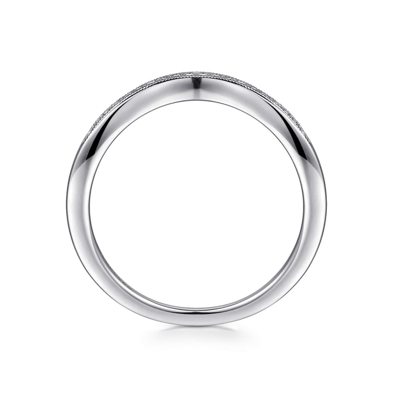 Curved Wedding Ring in 14k White Gold with  Natural Diamond at Gabriel & Co. - Shot 2
