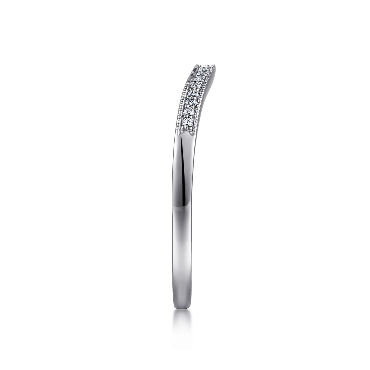 Curved Wedding Ring in 14k White Gold with  Natural Diamond at Gabriel & Co. - Shot 4