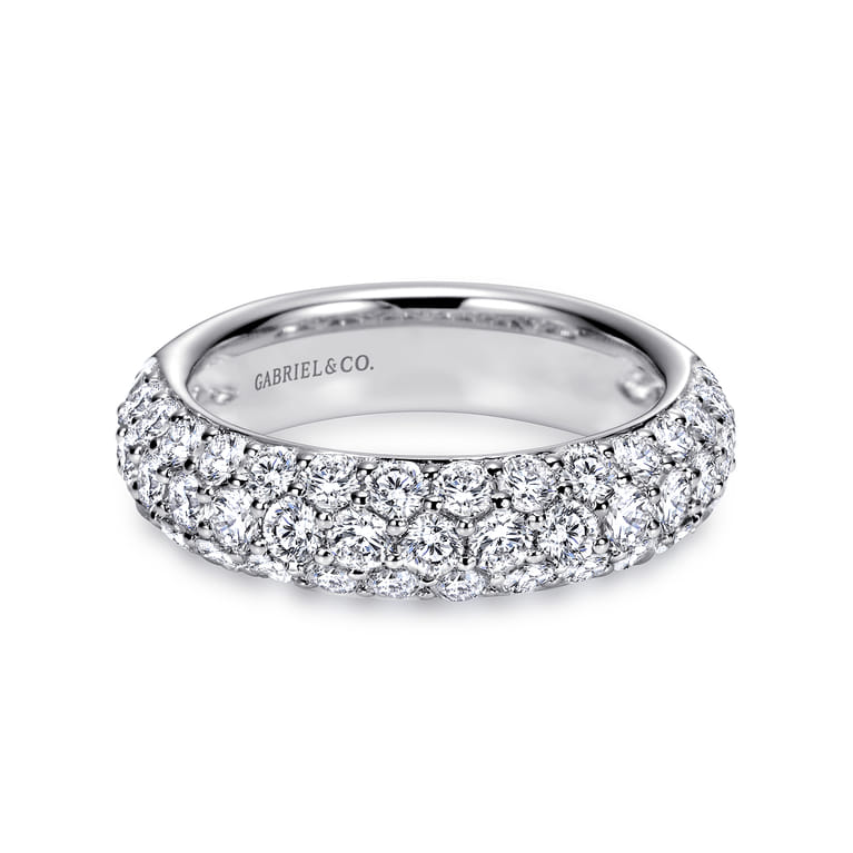 Fancy Wedding Ring in 14k White Gold with Round Natural Diamond at Gabriel & Co. - Shot 1