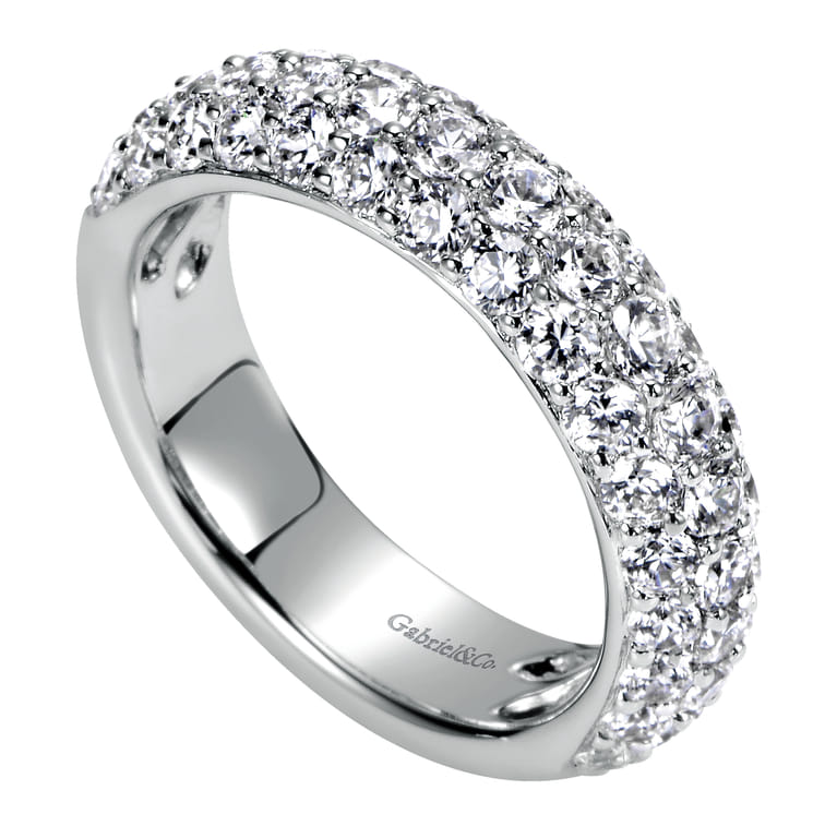 Fancy Wedding Ring in 14k White Gold with Round Natural Diamond at Gabriel & Co. - Shot 3