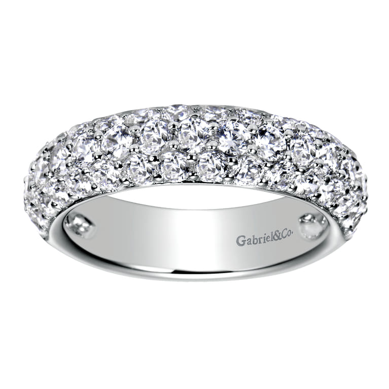 Fancy Wedding Ring in 14k White Gold with Round Natural Diamond at Gabriel & Co. - Shot 4