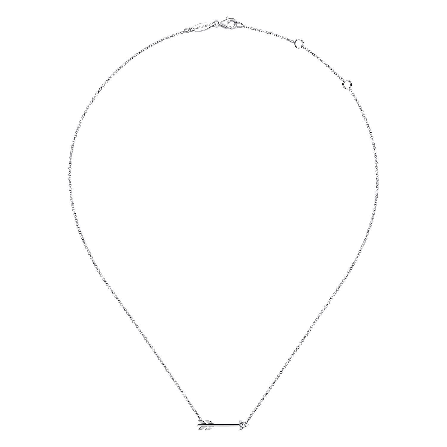 14K White Gold Diamond Arrow Necklace