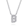 14K White Gold Diamond B Initial Pendant Necklace - 0.08 ct