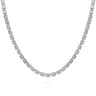 14K White Gold Diamond Baguette Halo Station Necklace - 3 ct