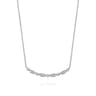 14K White Gold Diamond Baguette Horizontal Bar Necklace - 0.3 ct