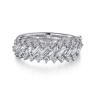 14K White Gold Diamond Baguette Wide Band Ring
