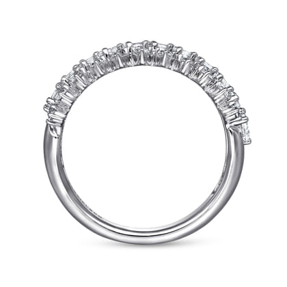 14K White Gold Diamond Baguette Wide Band Ring