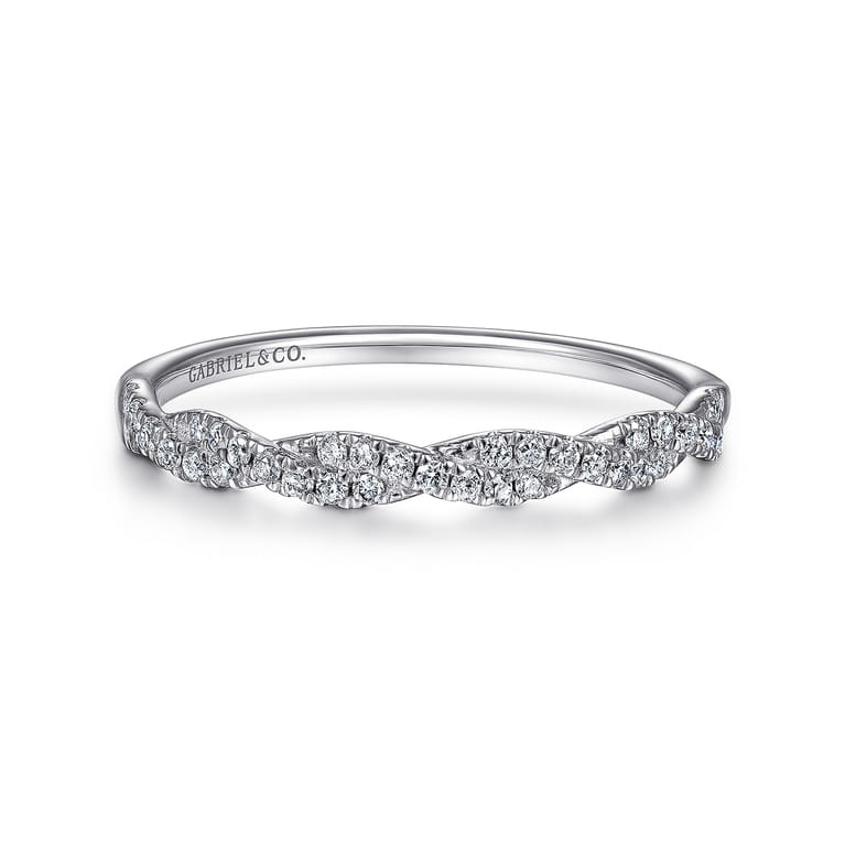 14K White Gold Diamond Band Ring - 0.11 ct - Shot 1