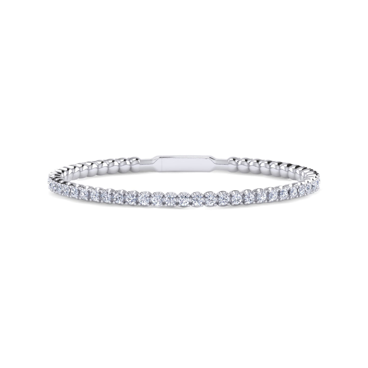 14K White Gold Diamond Bangle Bracelet - 5 ct - Shot 1