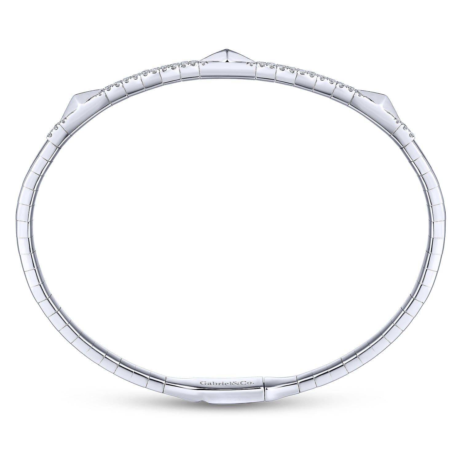 14K White Gold Diamond Bangle with Pyramid Rhombus Stations - 0.5 ct - Shot 3