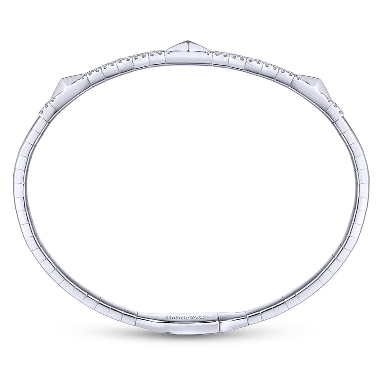 14K White Gold Diamond Bangle with Pyramid Rhombus Stations - 0.6 ct - Shot 3
