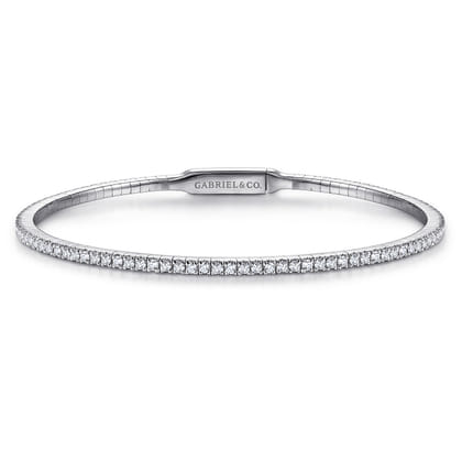 14K White Gold Diamond Bangle