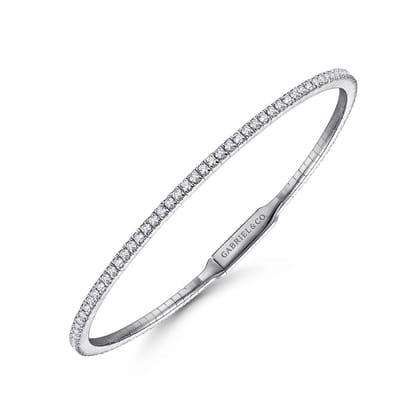 14K White Gold Diamond Bangle