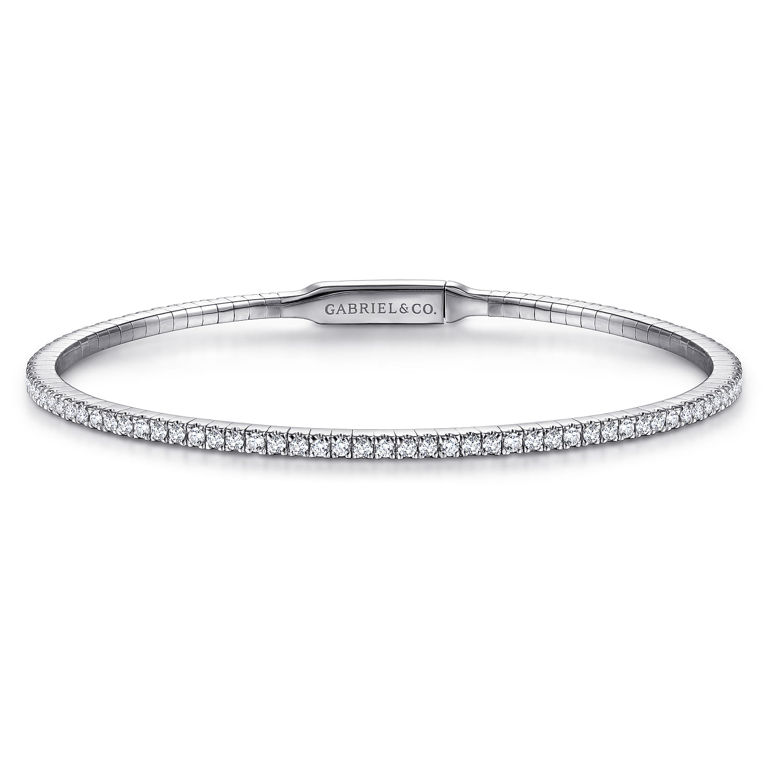 14K White Gold Diamond Bangle - 1.07 ct - Shot 1