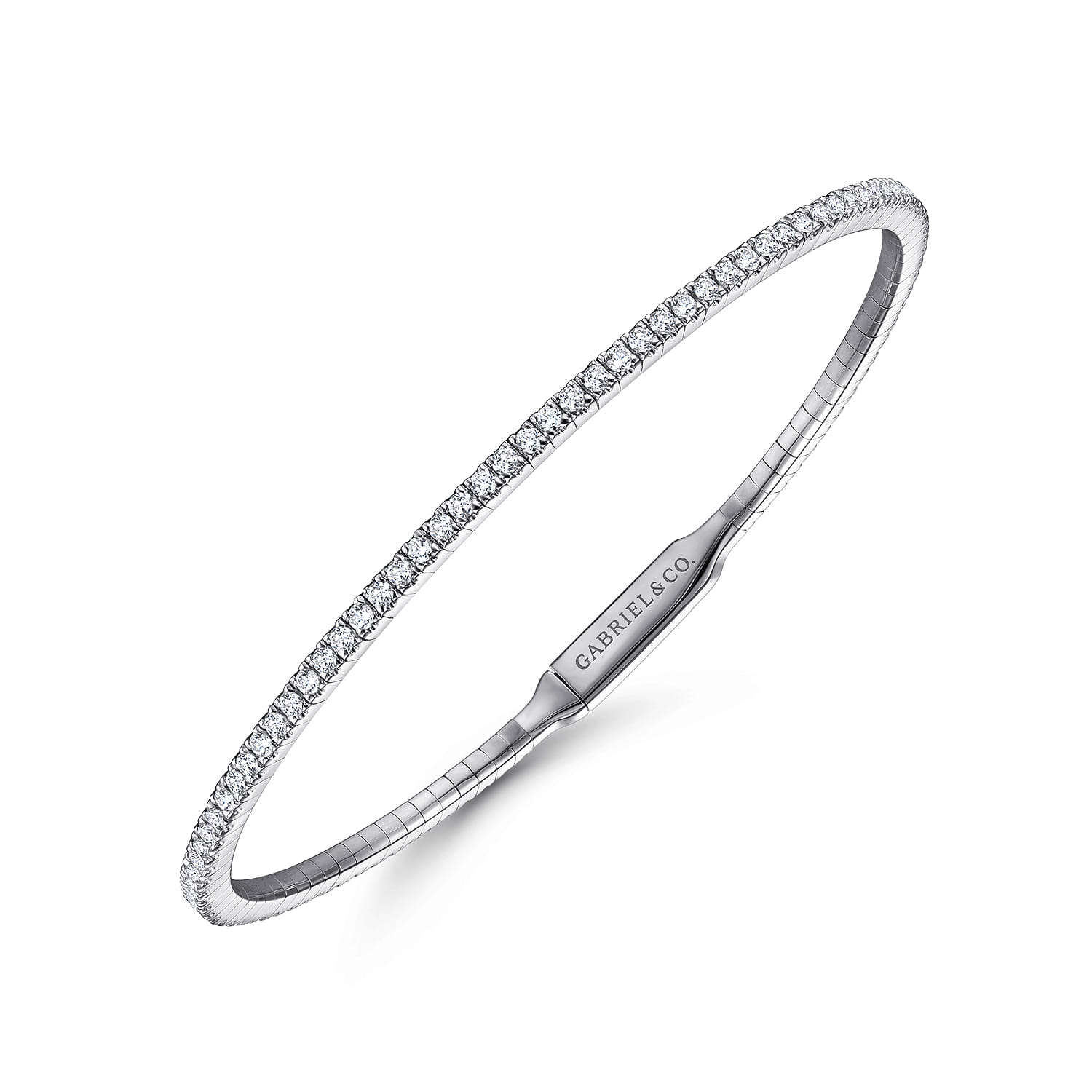 14K White Gold Diamond Bangle - 1.07 ct - Shot 2