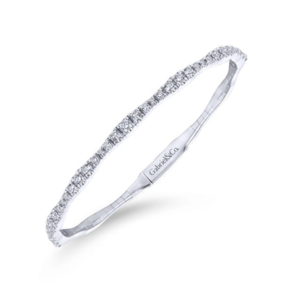 14K White Gold Diamond Bangle