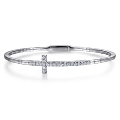 14K White Gold Diamond Bangle