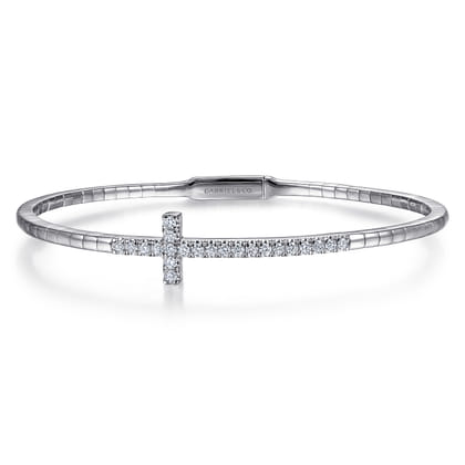 14K White Gold Diamond Bangle