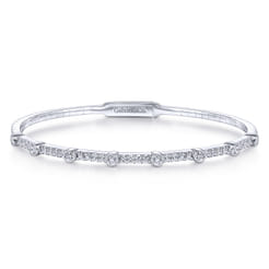 14K White Gold Diamond Bangle