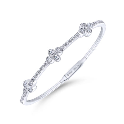 14K White Gold Diamond Bangle