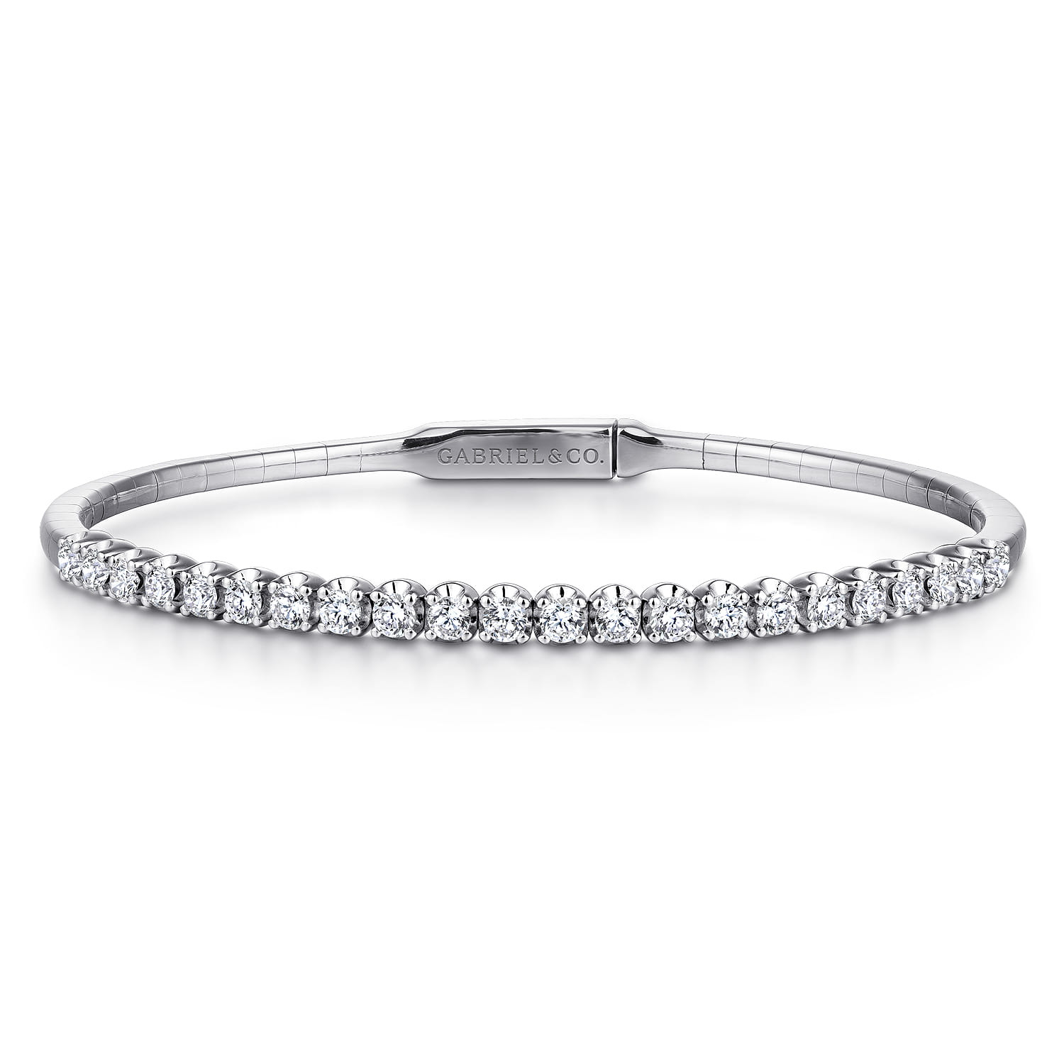 14K White Gold Diamond Bangle - 1 ct - Shot 1