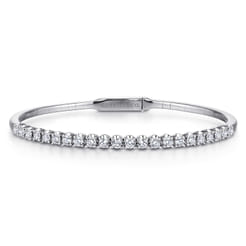 14K White Gold Diamond Bangle
