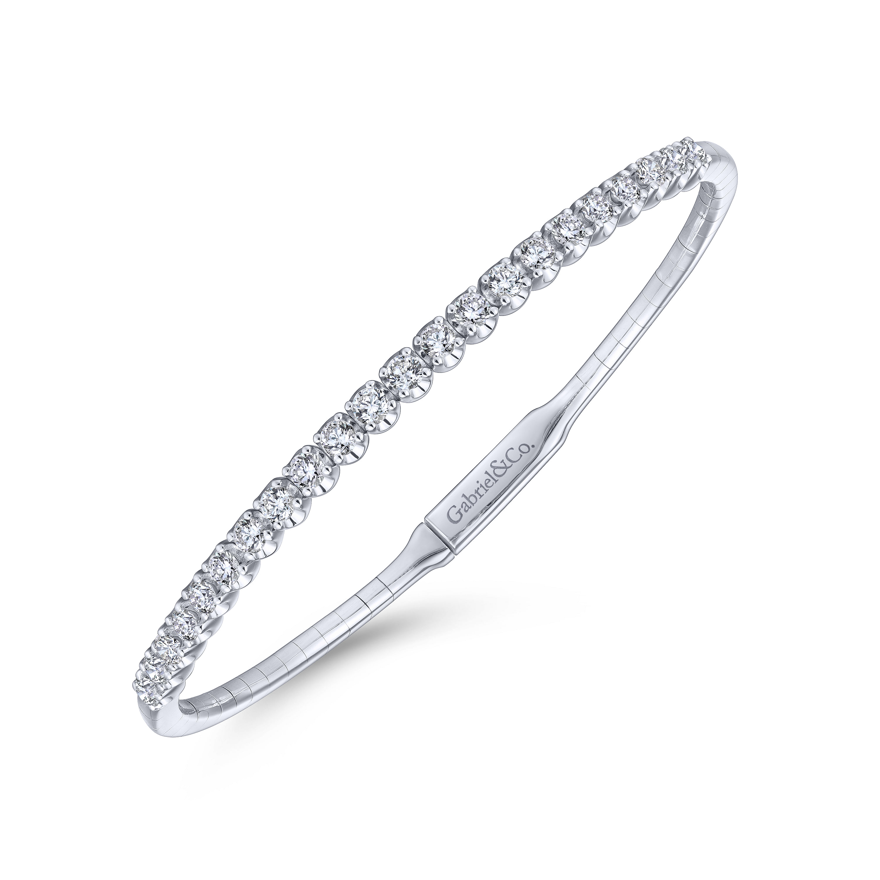 14K White Gold Diamond Bangle @ $4250. Shop Bracelets